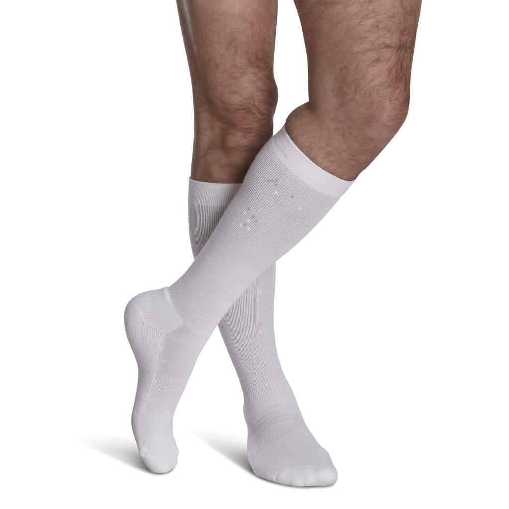 Sigvaris Cushioned Cotton Men's Knee High 20-30 mmHg Compression Socks – White