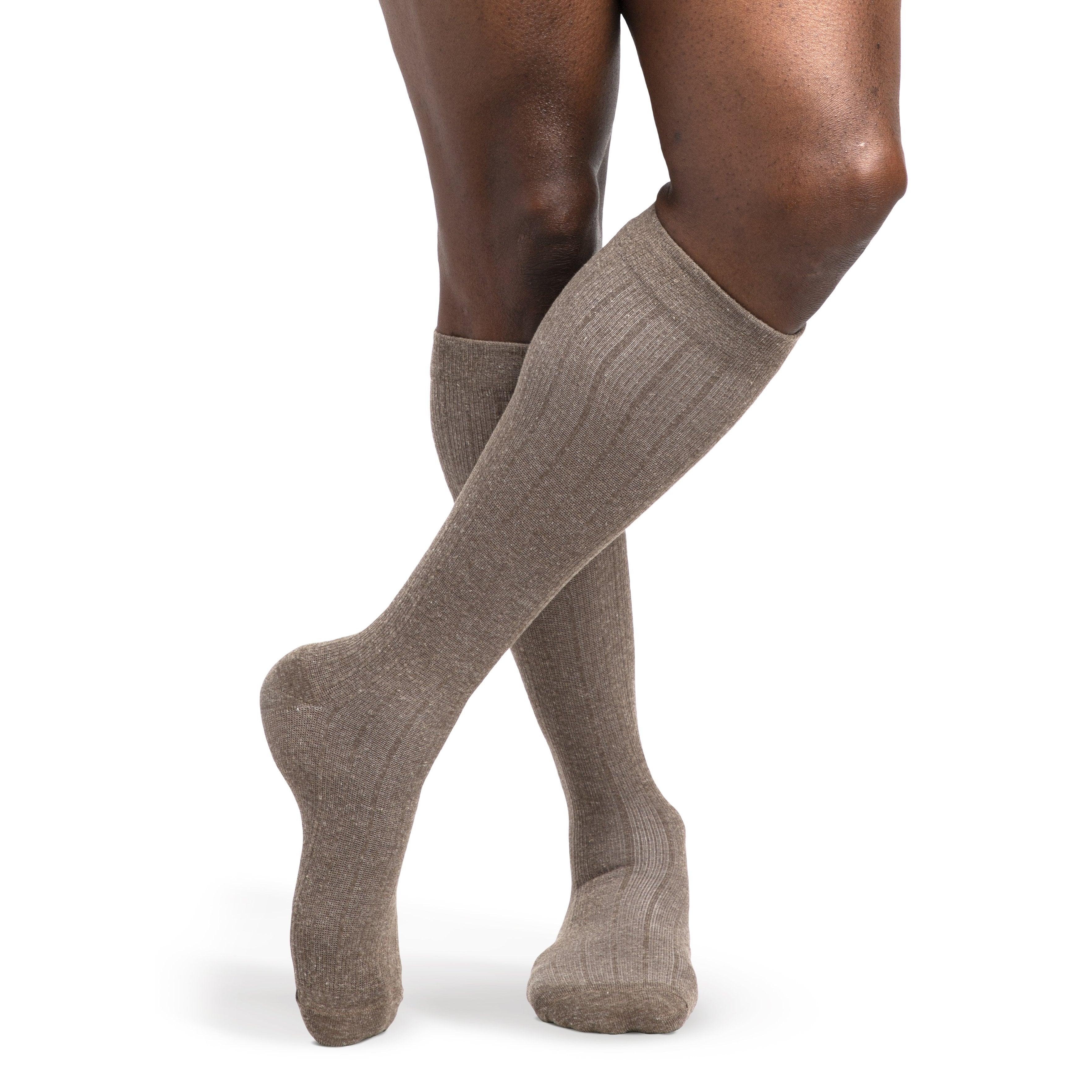 Sigvaris Linen Men's Knee High 15-20 mmHg Compression Socks – Brown