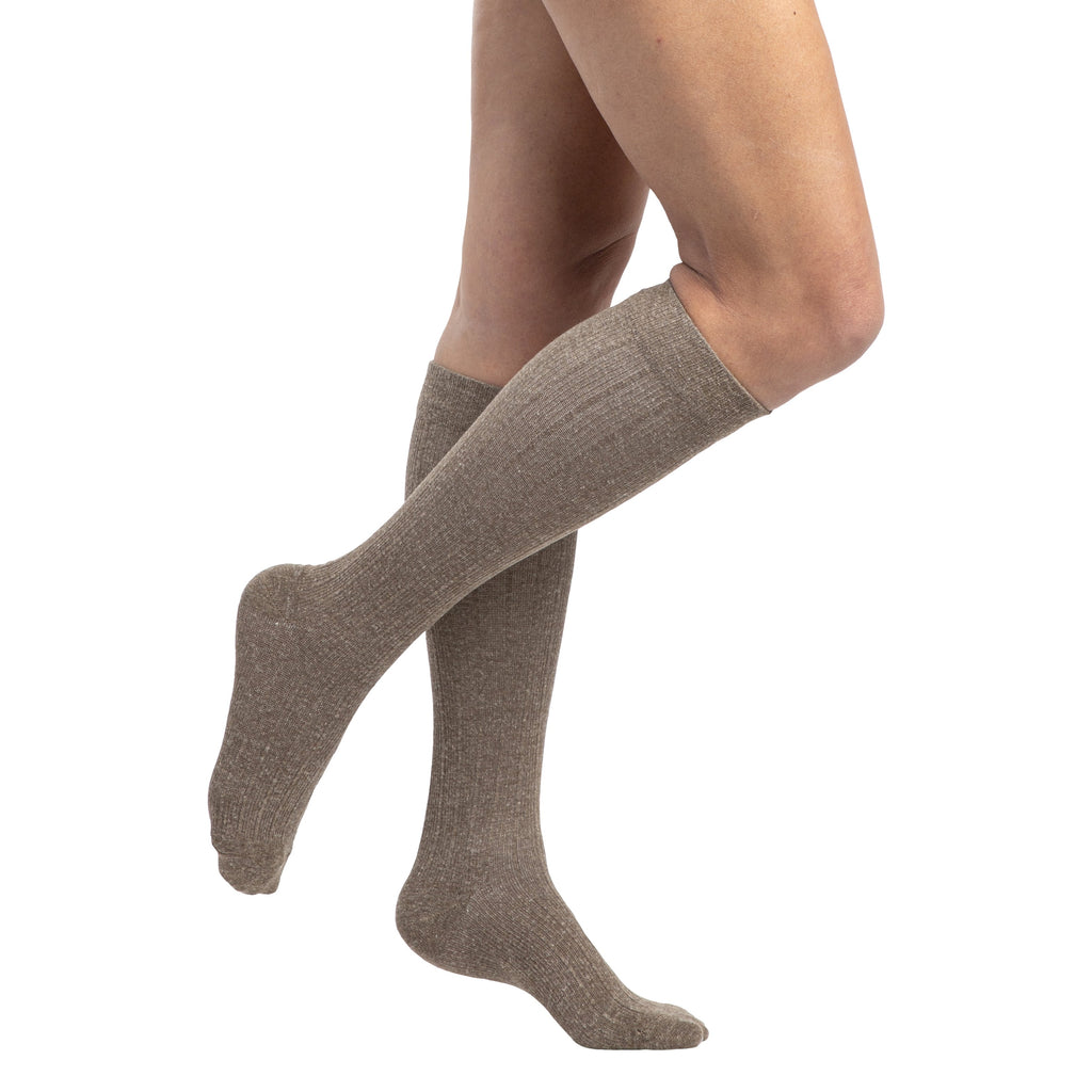 Sigvaris Linen Women's Knee High 15-20 mmHg Compression Socks – Brown