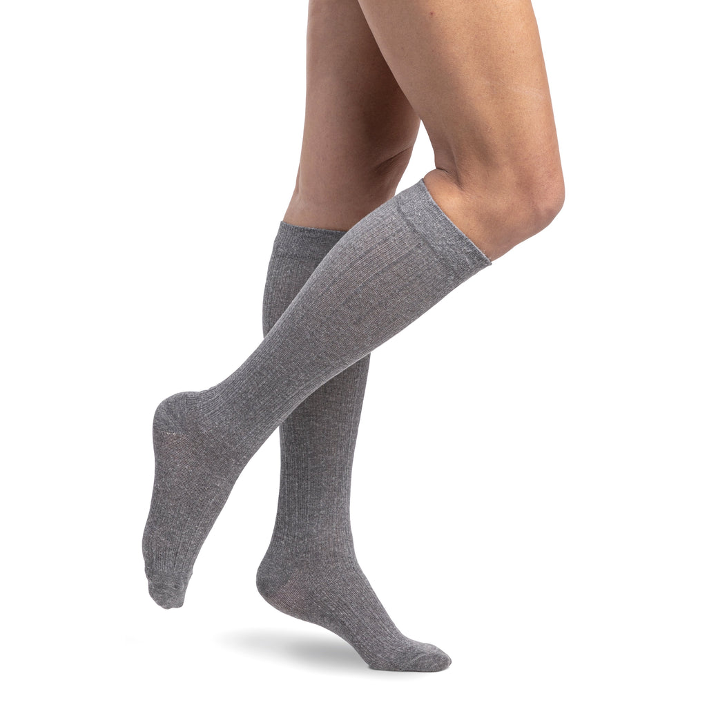 Sigvaris Linen Women's Knee High 15-20 mmHg Compression Socks – Light Grey