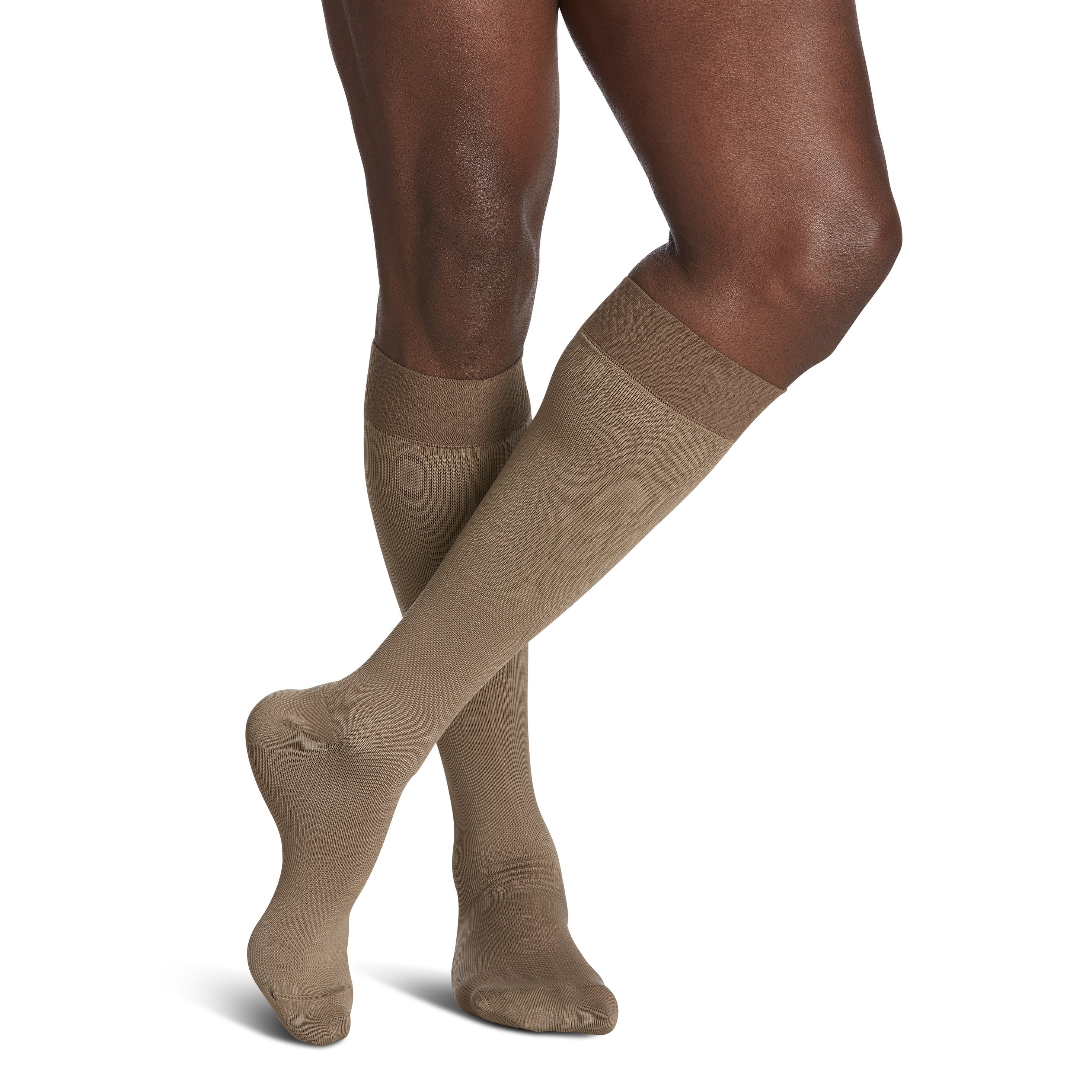 Sigvaris Microfiber Men's Knee High with Grip-Top 20-30 mmHg Compression Socks – Tan Khaki