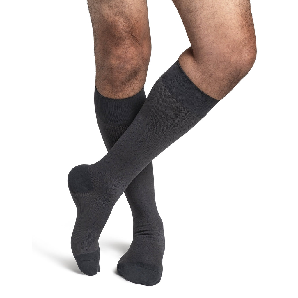 Sigvaris Microfiber Patterns Men's Knee High 20-30 mmHg Compression Socks – Graphite Confetti