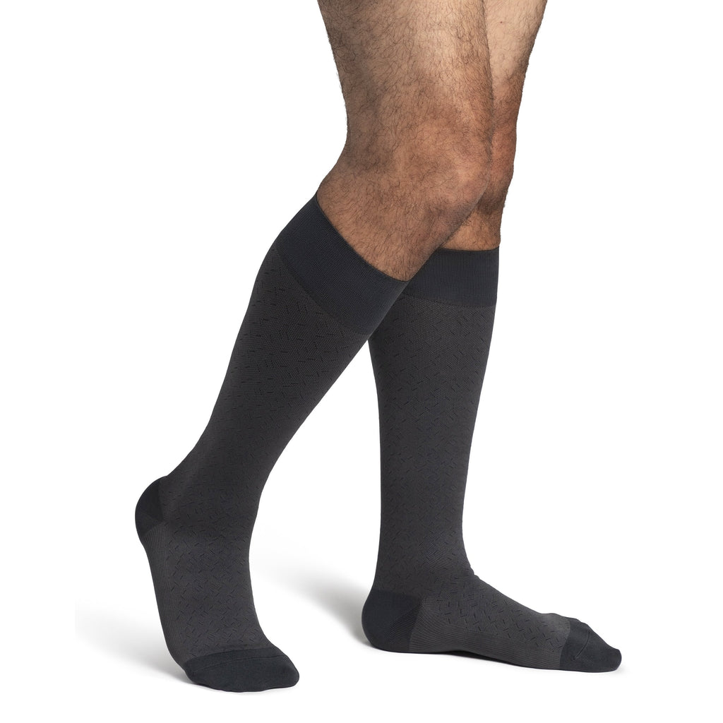 Sigvaris Microfiber Patterns Men's Knee High 20-30 mmHg Compression Socks – Graphite Confetti