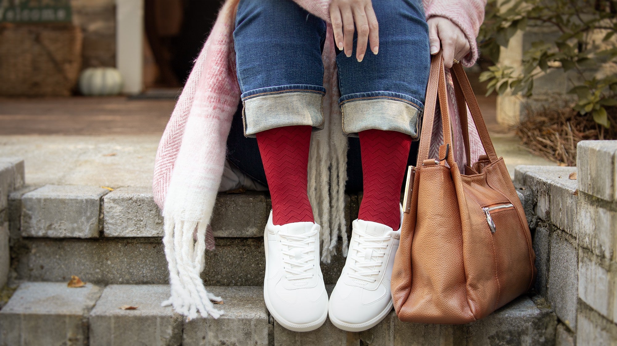 Sigvaris Microfiber Patterns Women's Knee High 20-30 mmHg Compression Socks – Cranberry Chevron