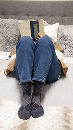Sigvaris Microfiber Patterns Women's Knee High 20-30 mmHg Compression Socks – Graphite Argyle
