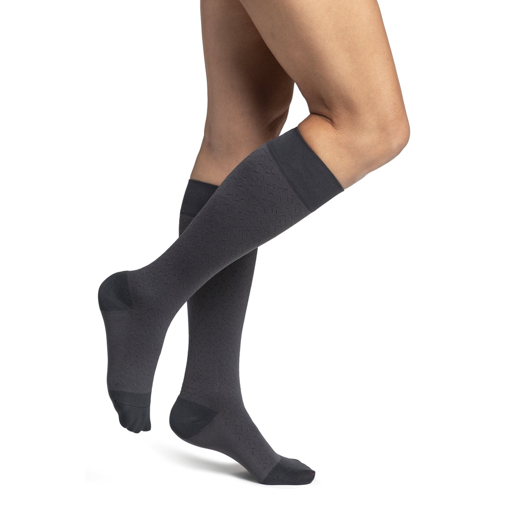 Sigvaris Microfiber Patterns Women's Knee High 20-30 mmHg Compression Socks – Graphite Confetti