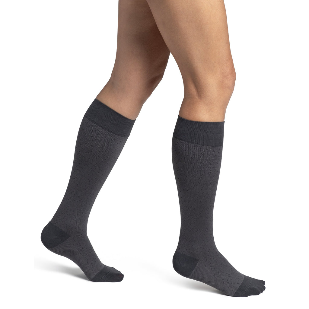 Sigvaris Microfiber Patterns Women's Knee High 20-30 mmHg Compression Socks – Graphite Confetti