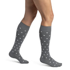 Sigvaris Microfiber Patterns Women's Knee High 20-30 mmHg Compression Socks – Grey Hearts