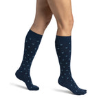 Sigvaris Microfiber Patterns Women's Knee High 20-30 mmHg Compression Socks – Navy Hearts
