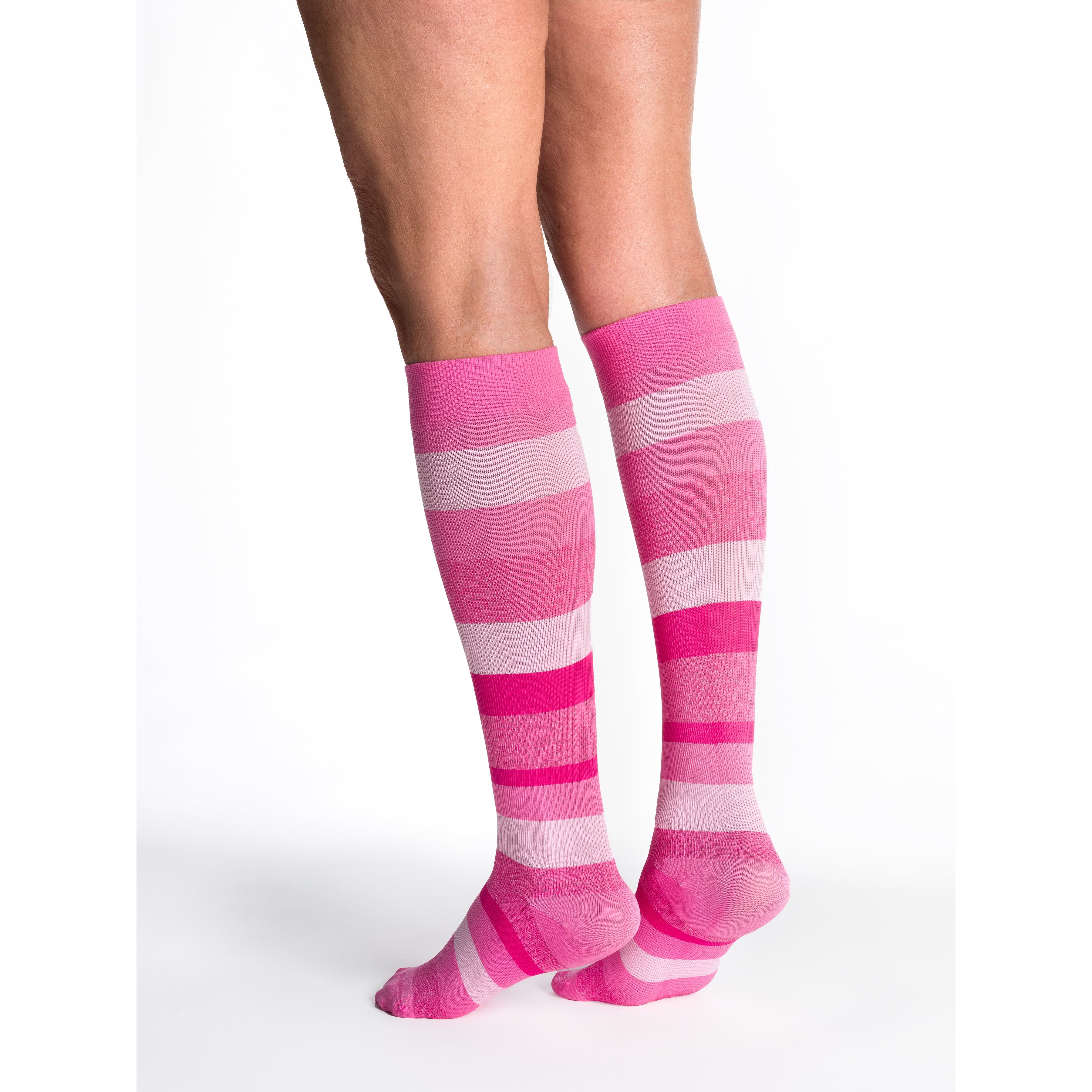 Sigvaris Microfiber Patterns Women's Knee High 20-30 mmHg Compression Socks – Pink Stripe