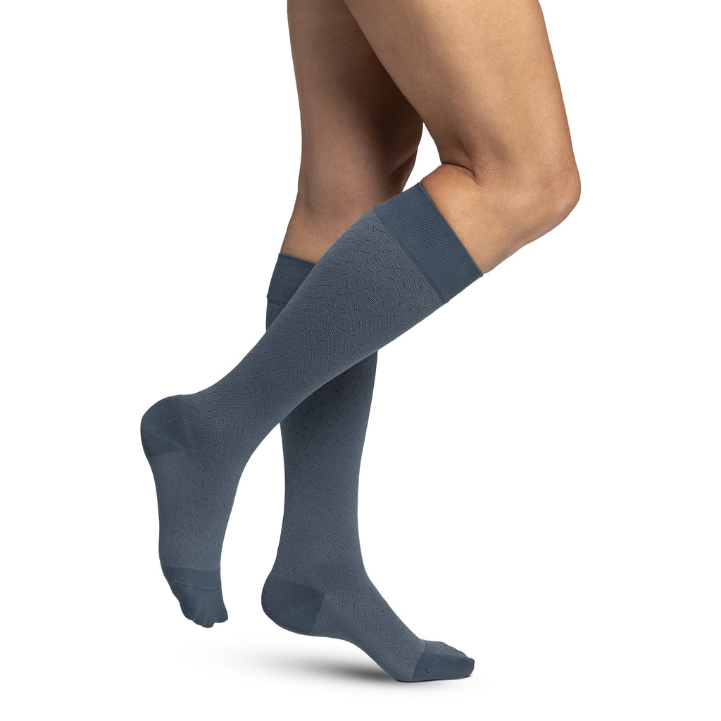 Sigvaris Microfiber Patterns Women's Knee High 20-30 mmHg Compression Socks – Storm Blue Confetti