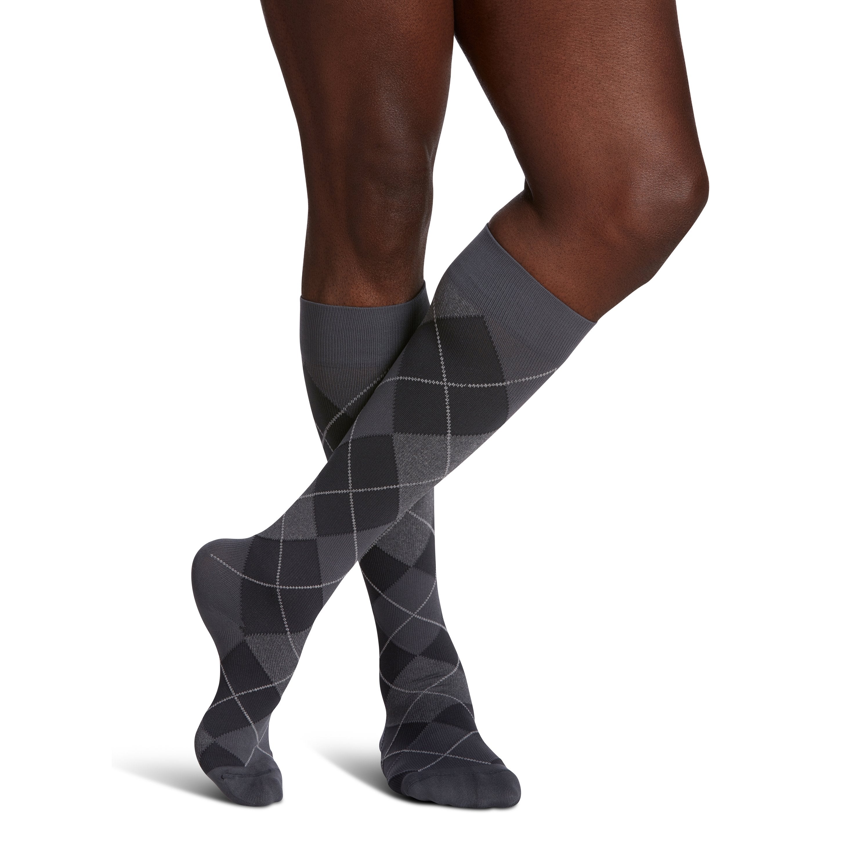 Sigvaris Microfiber Shades Men's Knee High 15-20 mmHg Compression Socks – Graphite Argyle