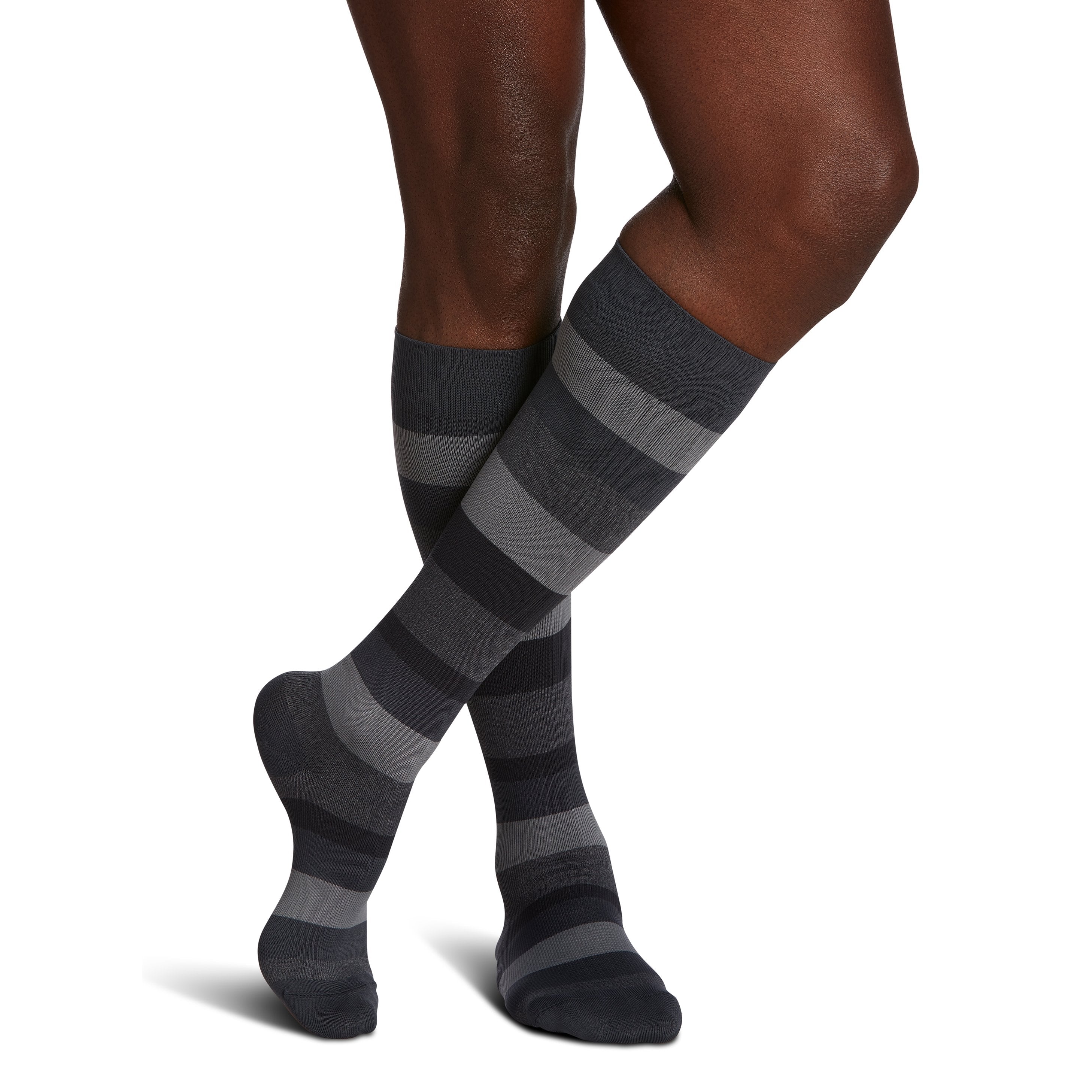Sigvaris Microfiber Shades Men's Knee High 15-20 mmHg Compression Socks – Graphite Stripe