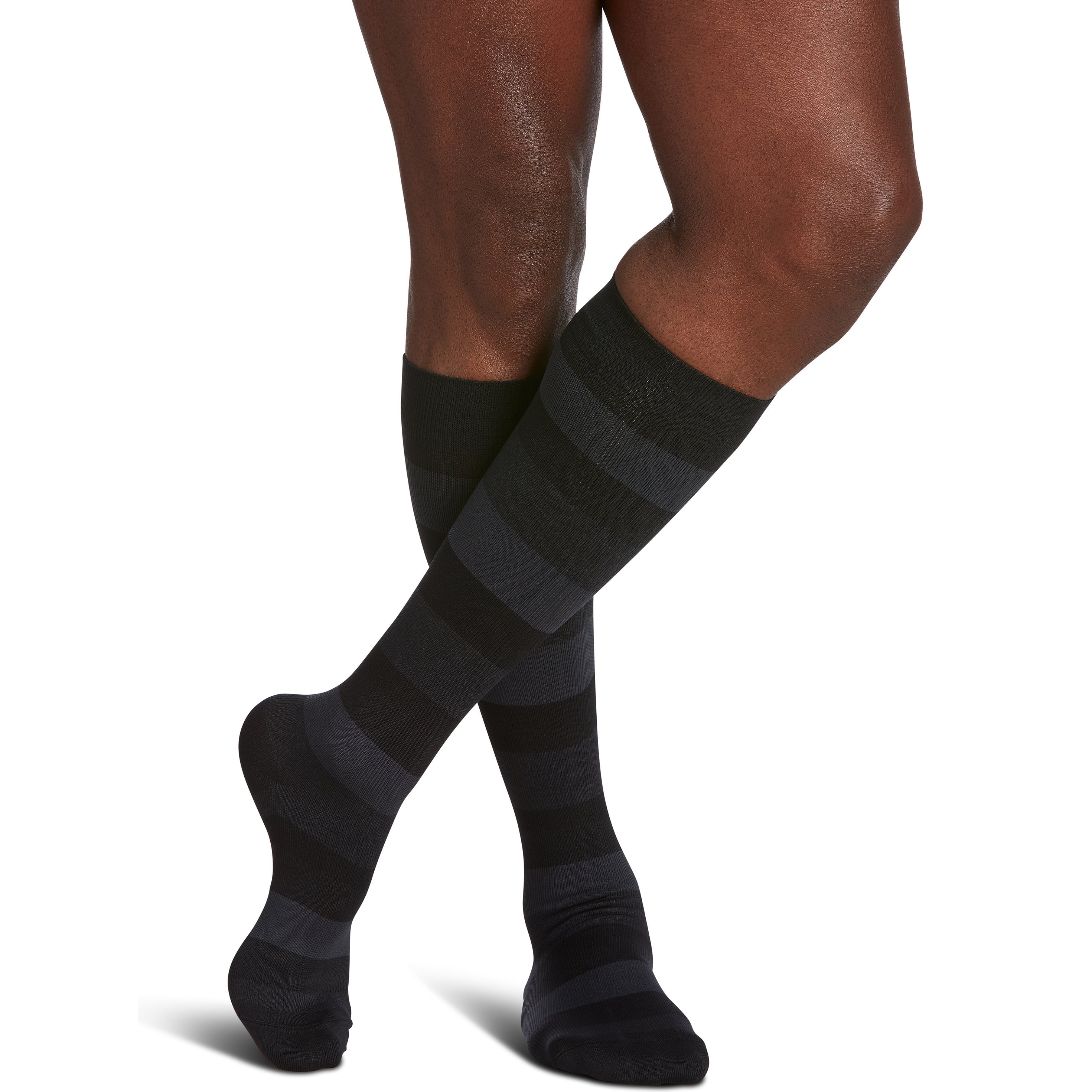 Sigvaris Microfiber Shades Men's Knee High 15-20 mmHg Compression Socks – Onyx Stripe