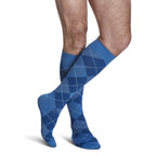 Sigvaris Microfiber Shades Men's Knee High 15-20 mmHg Compression Socks – Royal Blue Argyle