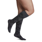 Sigvaris Microfiber Shades Women's Knee High 15-20 mmHg Compression Socks – Graphite Argyle