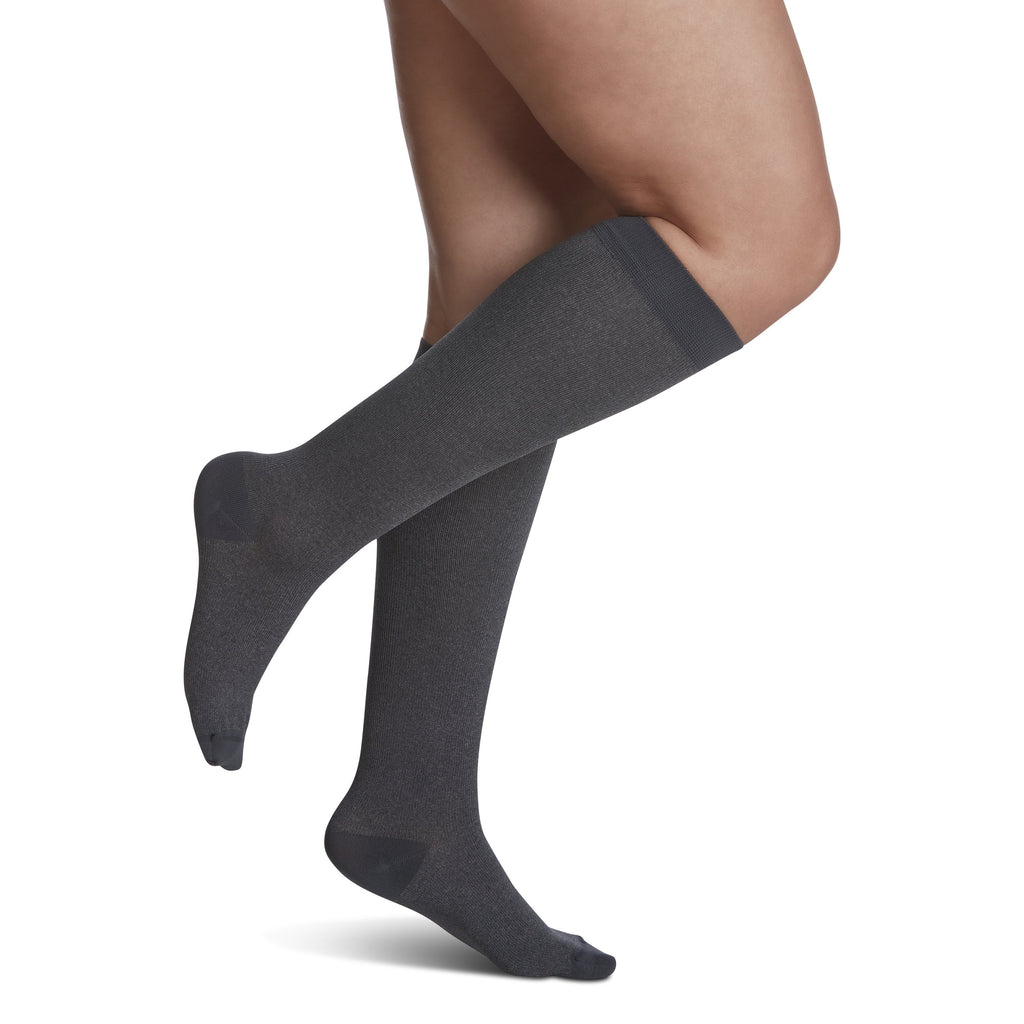 Sigvaris Microfiber Shades Women's Knee High 15-20 mmHg Compression Socks – Graphite Heather