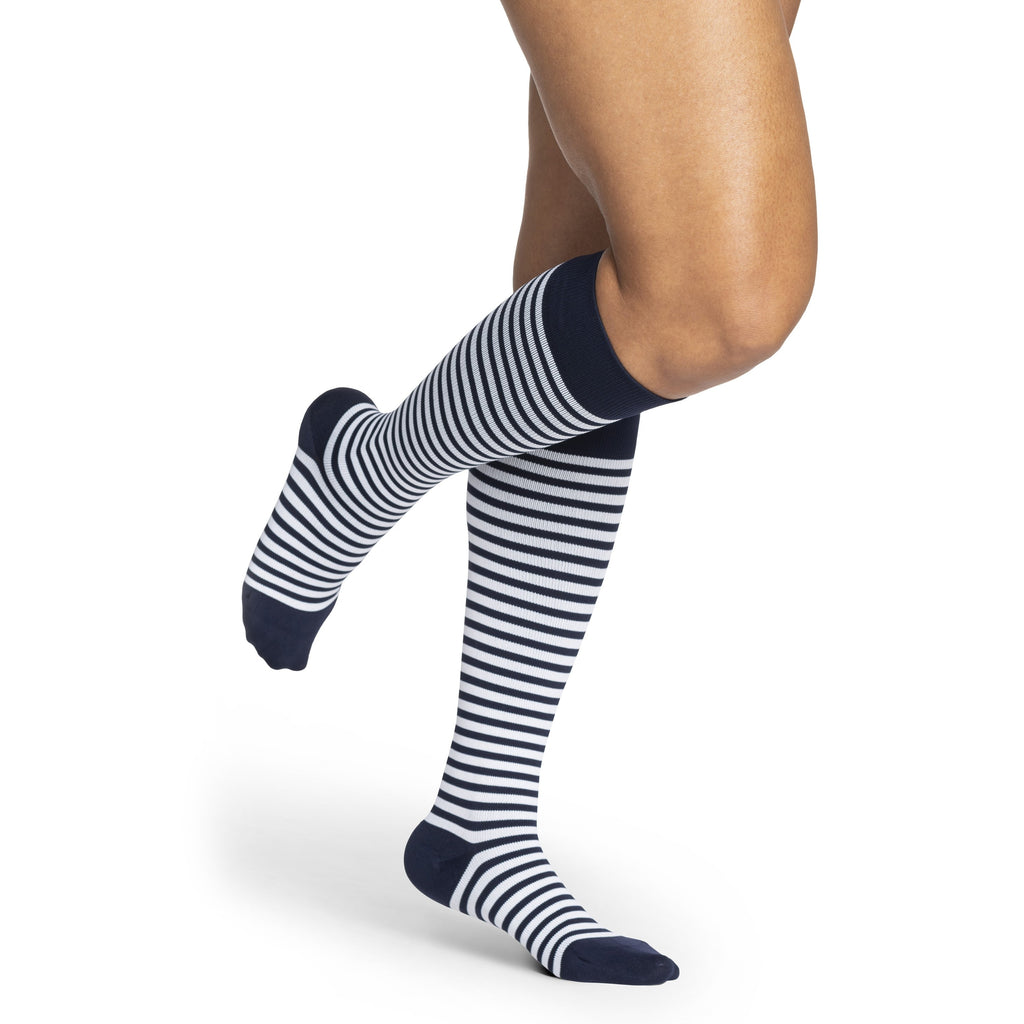 Sigvaris Microfiber Shades Women's Knee High 15-20 mmHg Compression Socks – Mariner Stripe
