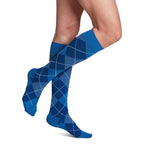 Sigvaris Microfiber Shades Women's Knee High 15-20 mmHg Compression Socks – Royal Blue Argyle