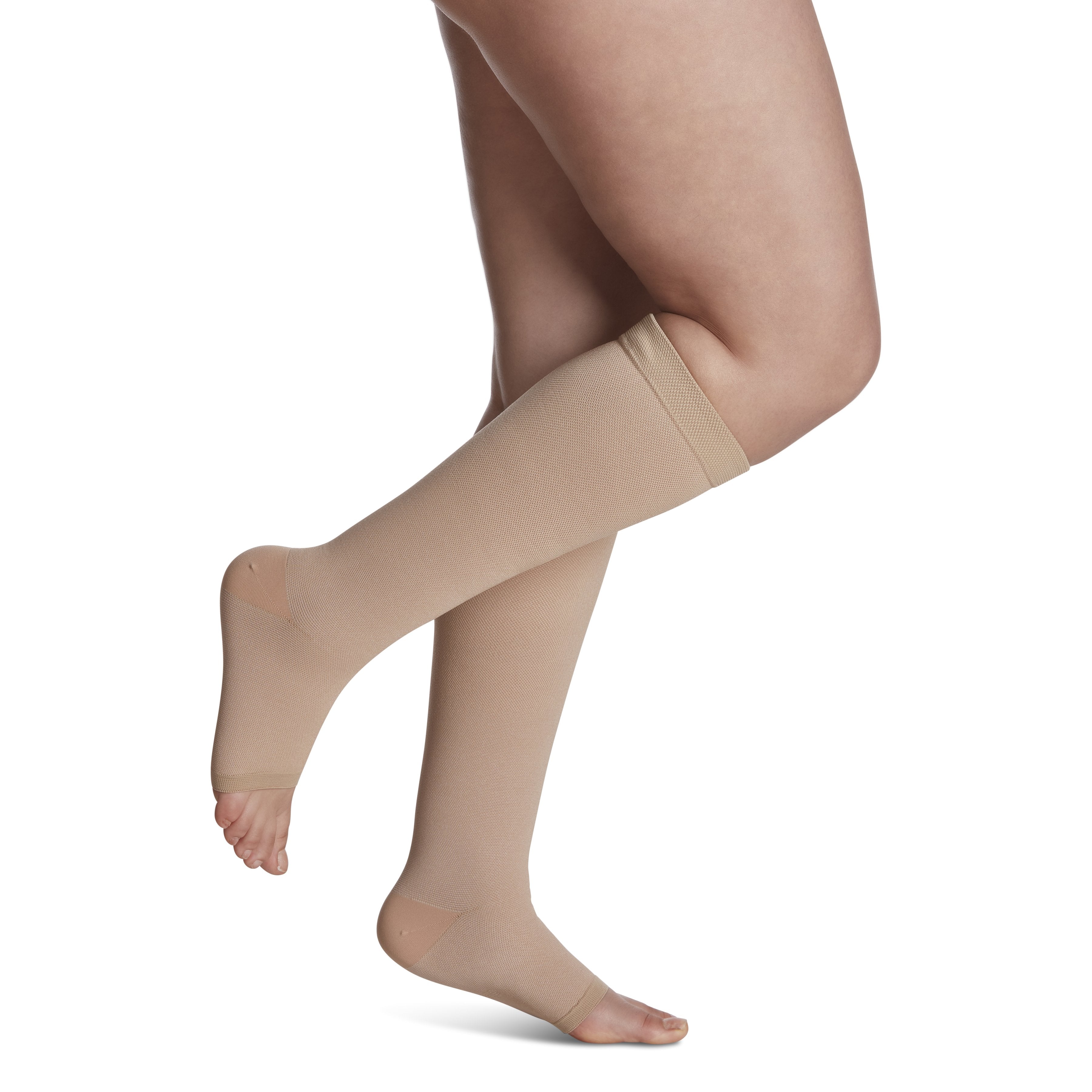 Sigvaris Natural Rubber Knee High 40-50 mmHg Compression Socks Open Toe – Beige