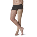Sigvaris Natural Rubber Thigh High with Waist Attachment 30-40 mmHg Compression Stockings Open Toe – Beige
