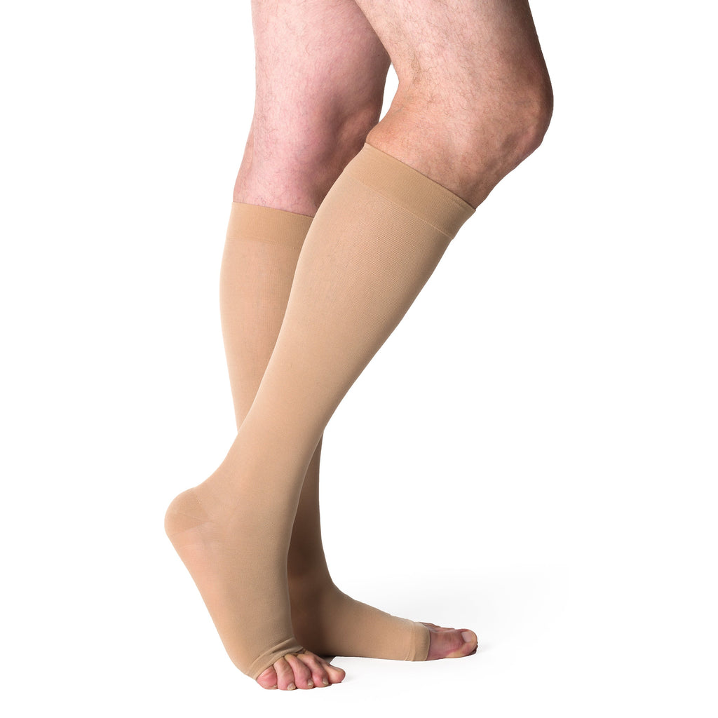 Sigvaris Opaque Knee High 20-30 mmHg Compression Socks Open Toe – Light Beige