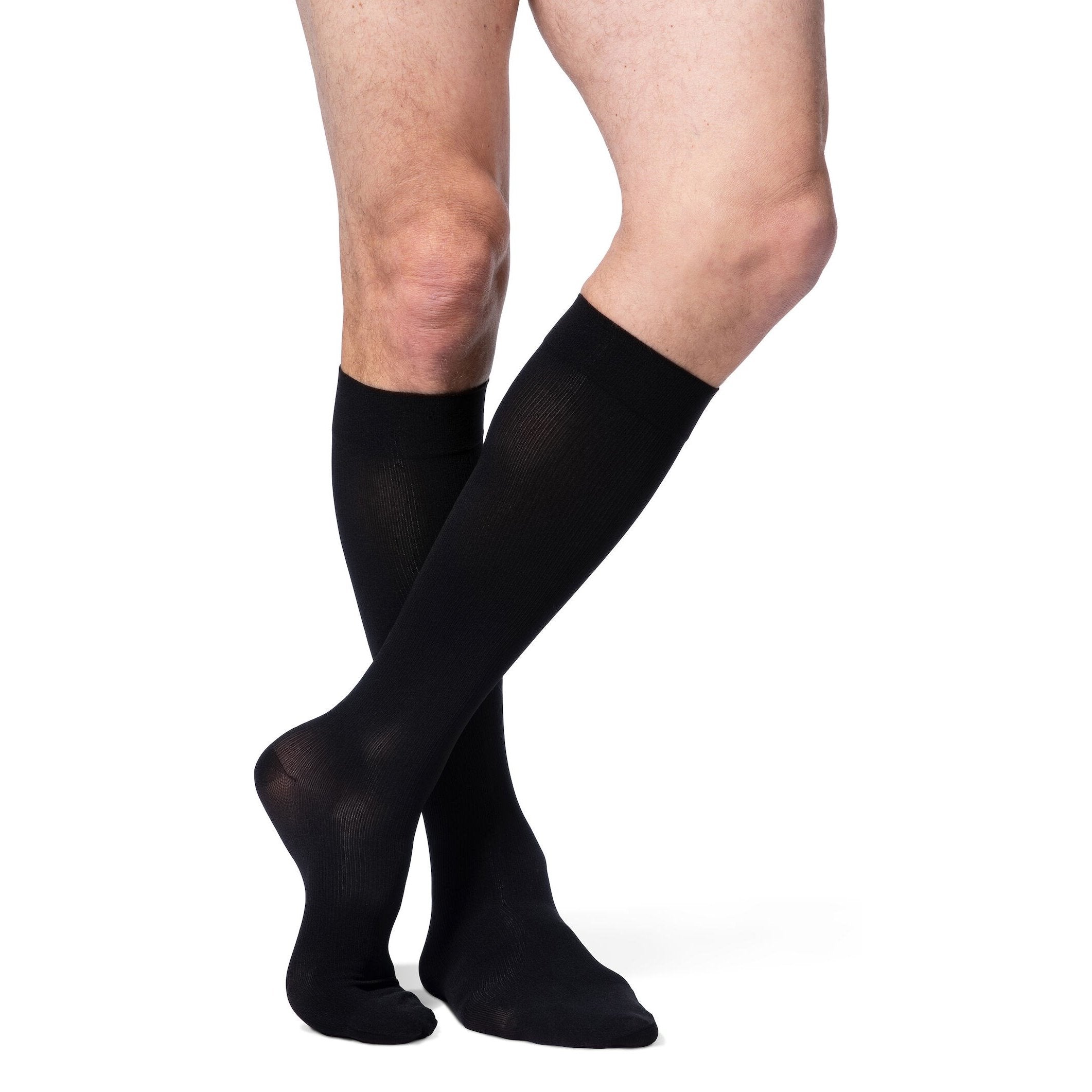 Sigvaris Opaque Men's Knee High 20-30 mmHg Compression Socks – Black