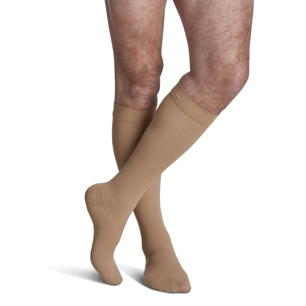Sigvaris Opaque Men's Knee High 20-30 mmHg Compression Socks – Light Beige