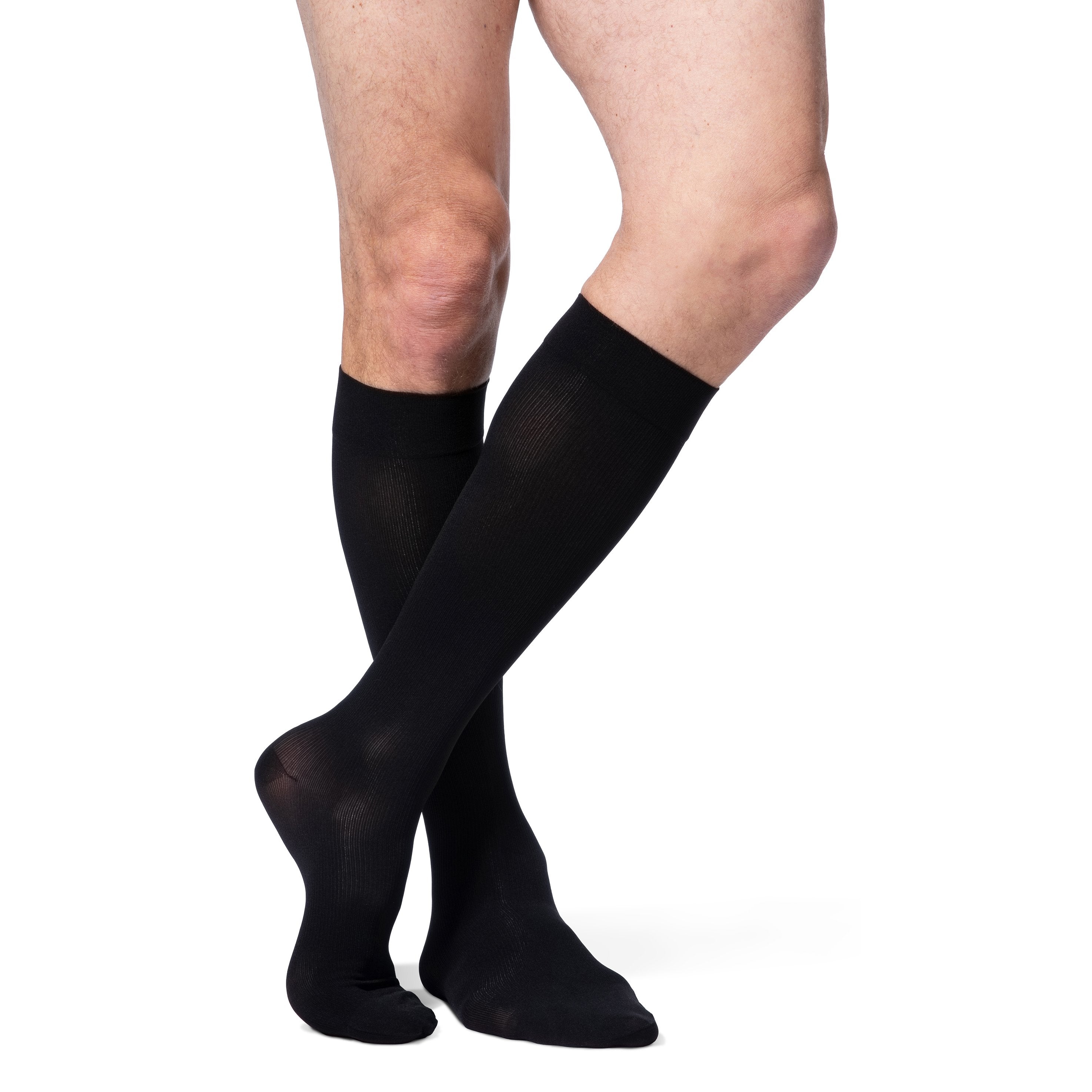 Sigvaris Opaque Men's Knee High 20-30 mmHg Compression Socks – Smooth Black