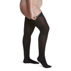 Sigvaris Opaque Women's Thigh High with Grip-Top 20-30 mmHg Compression Stockings – Black