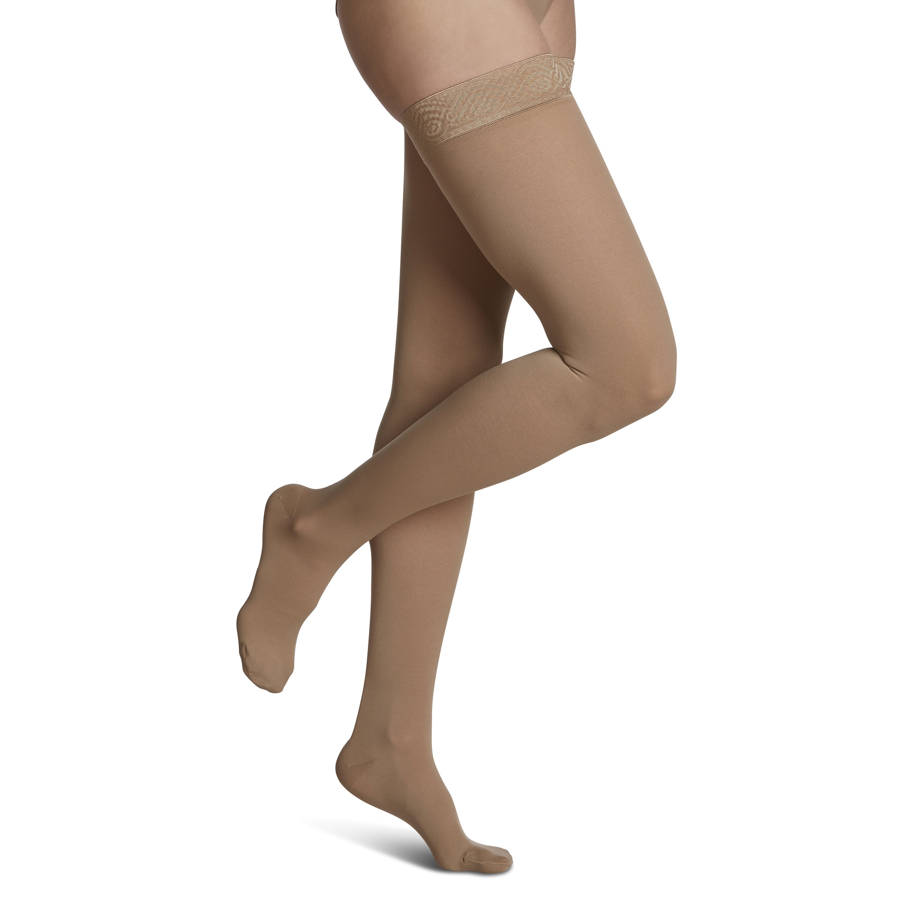 Sigvaris Opaque Women's Thigh High with Grip-Top 20-30 mmHg Compression Stockings – Golden