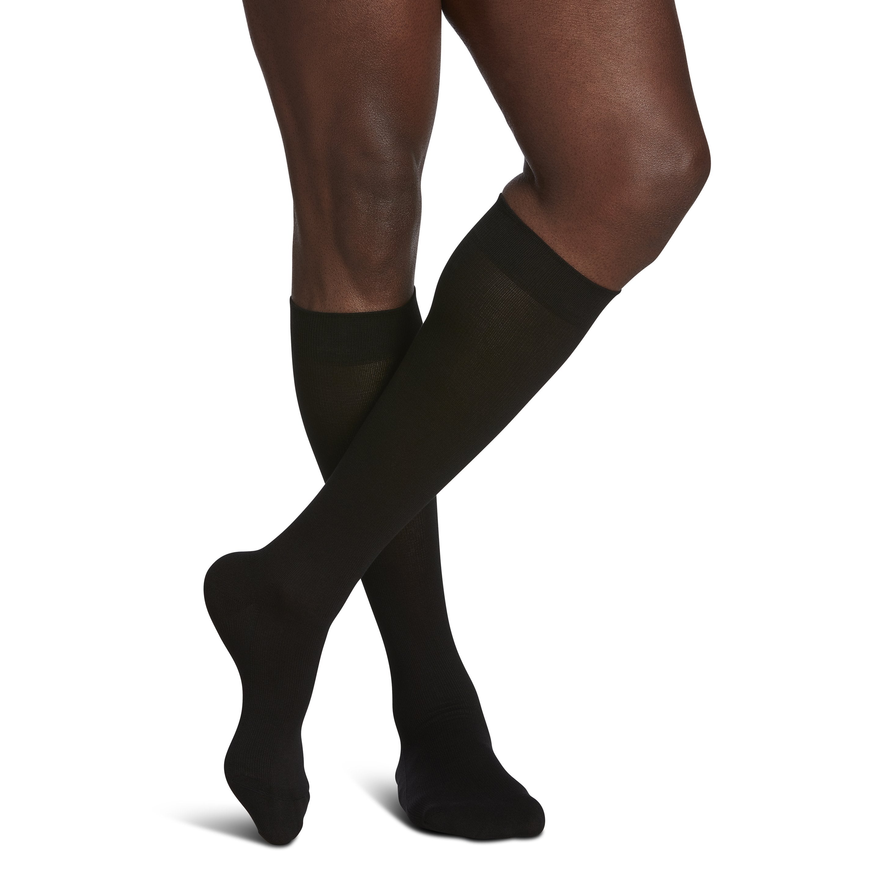 Sigvaris Sea Island Cotton Men's Knee High 15-20 mmHg Compression Socks – Black