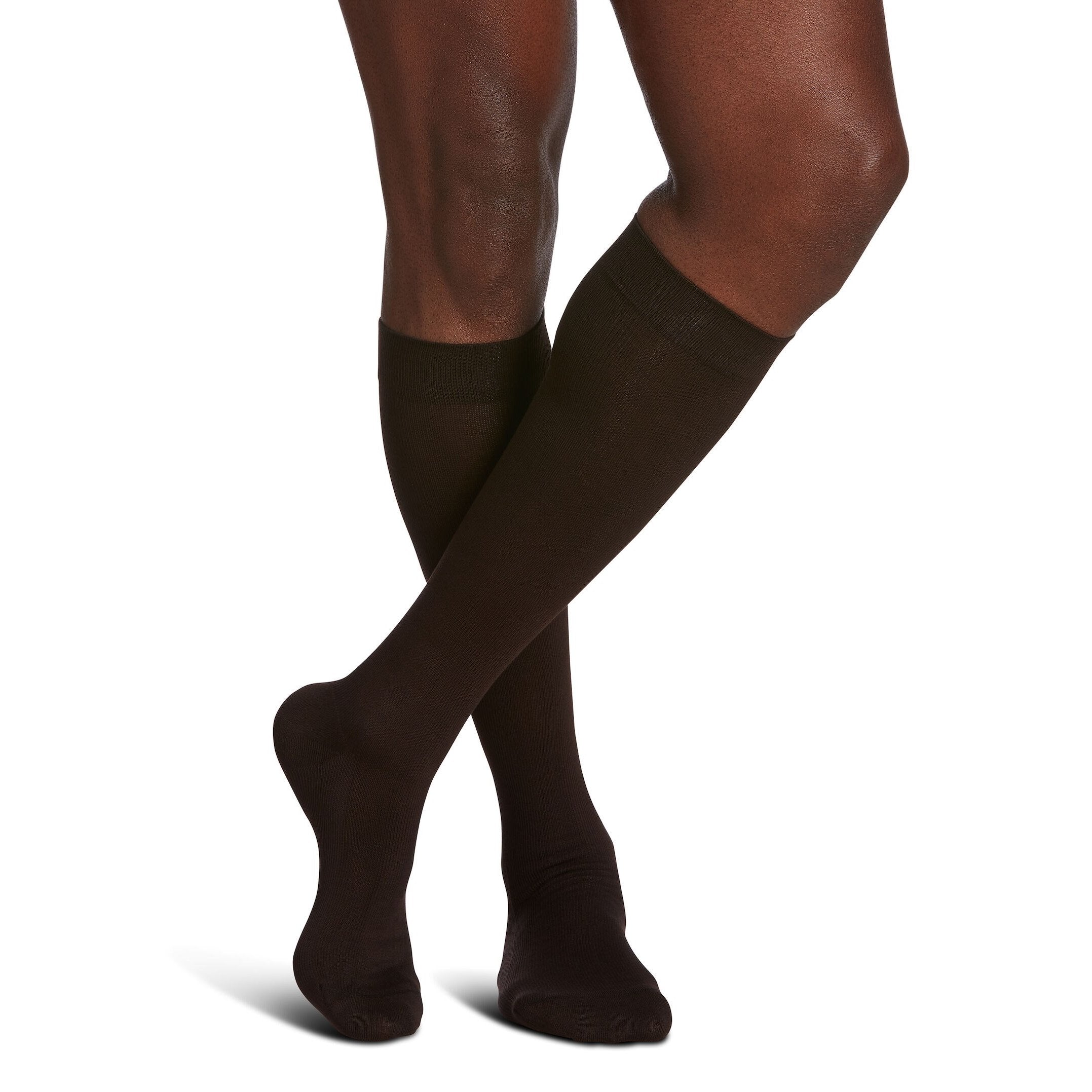 Sigvaris Sea Island Cotton Men's Knee High 15-20 mmHg Compression Socks – Brown
