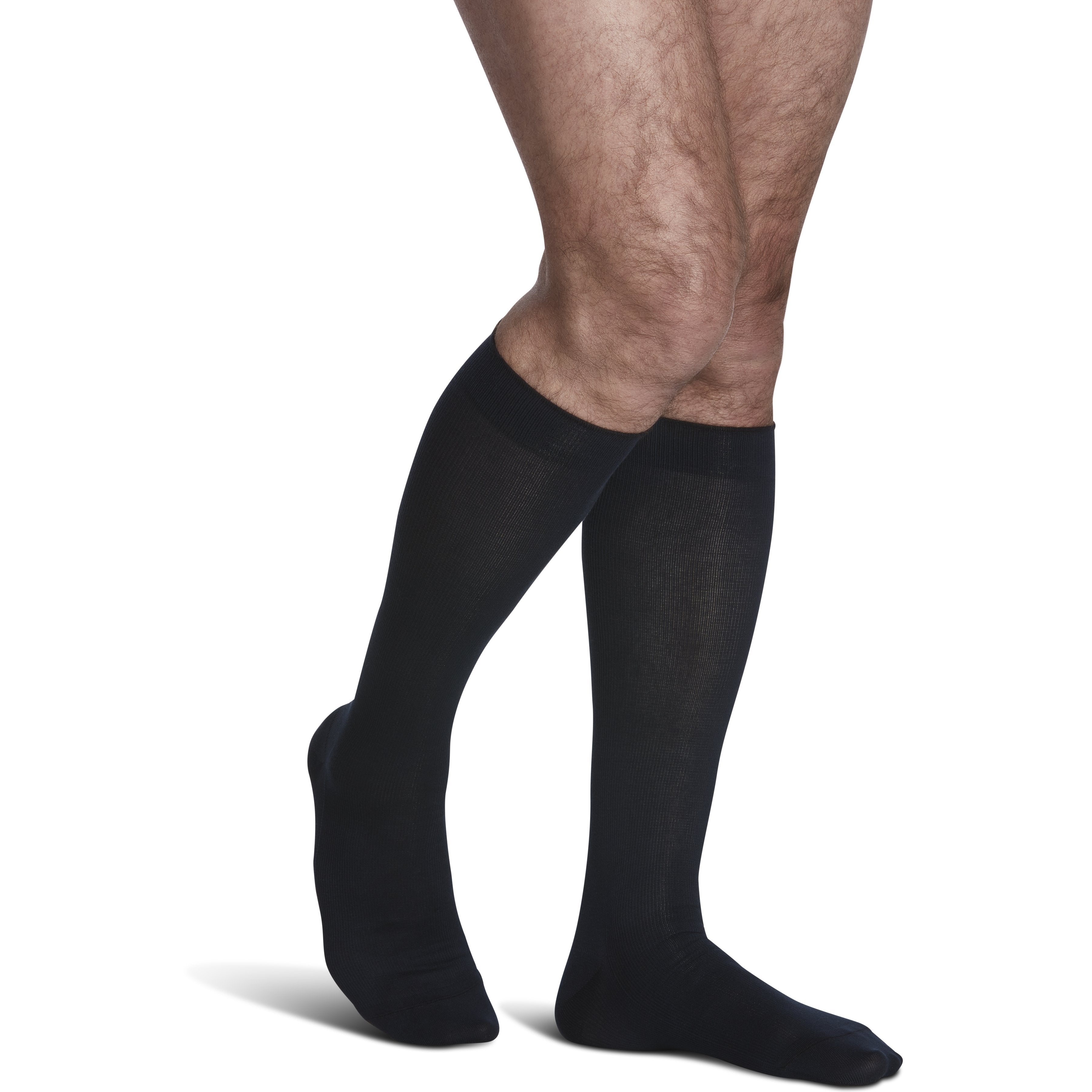 Sigvaris Sea Island Cotton Men's Knee High 20-30 mmHg Compression Socks – Navy