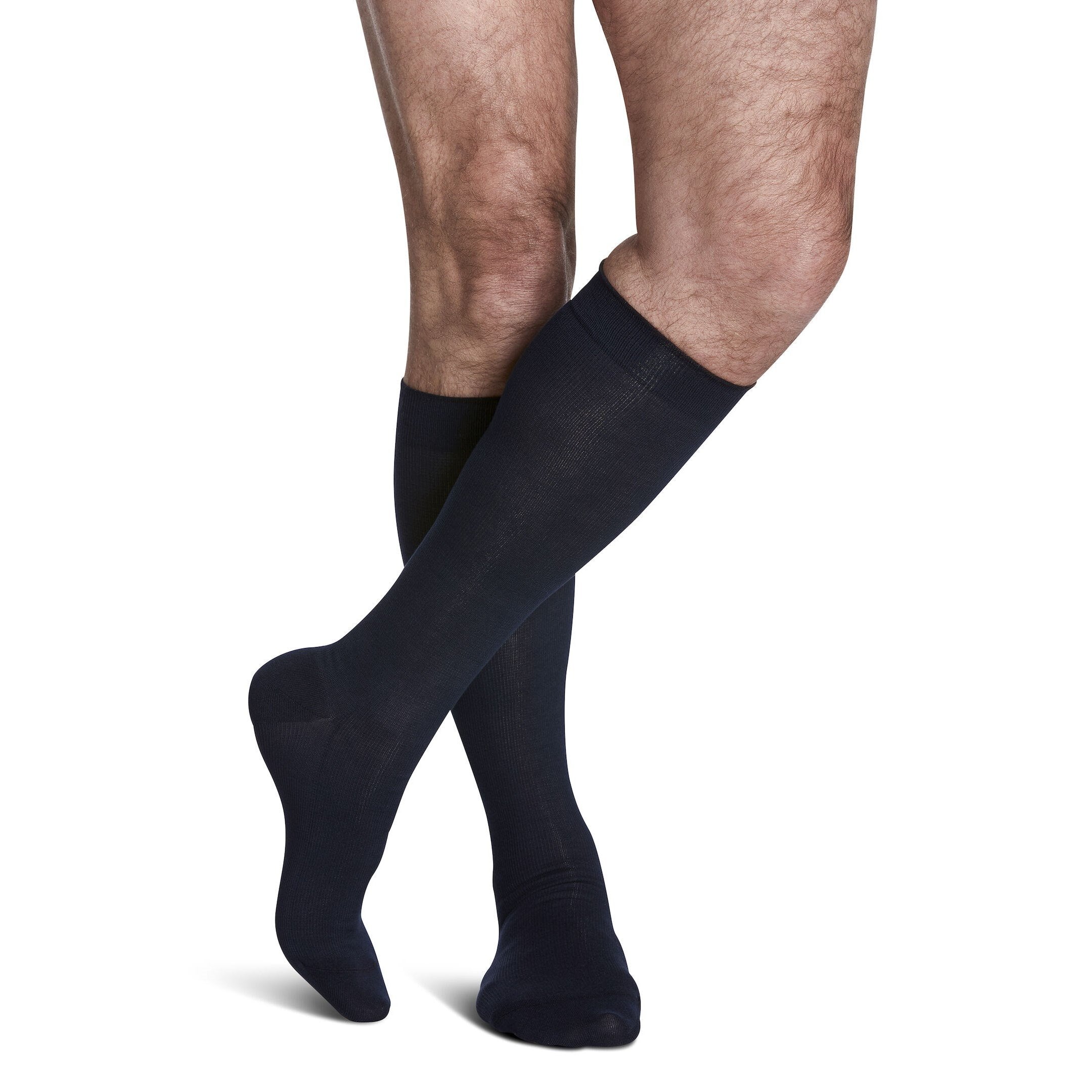 Sigvaris Sea Island Cotton Men's Knee High 15-20 mmHg Compression Socks – Navy