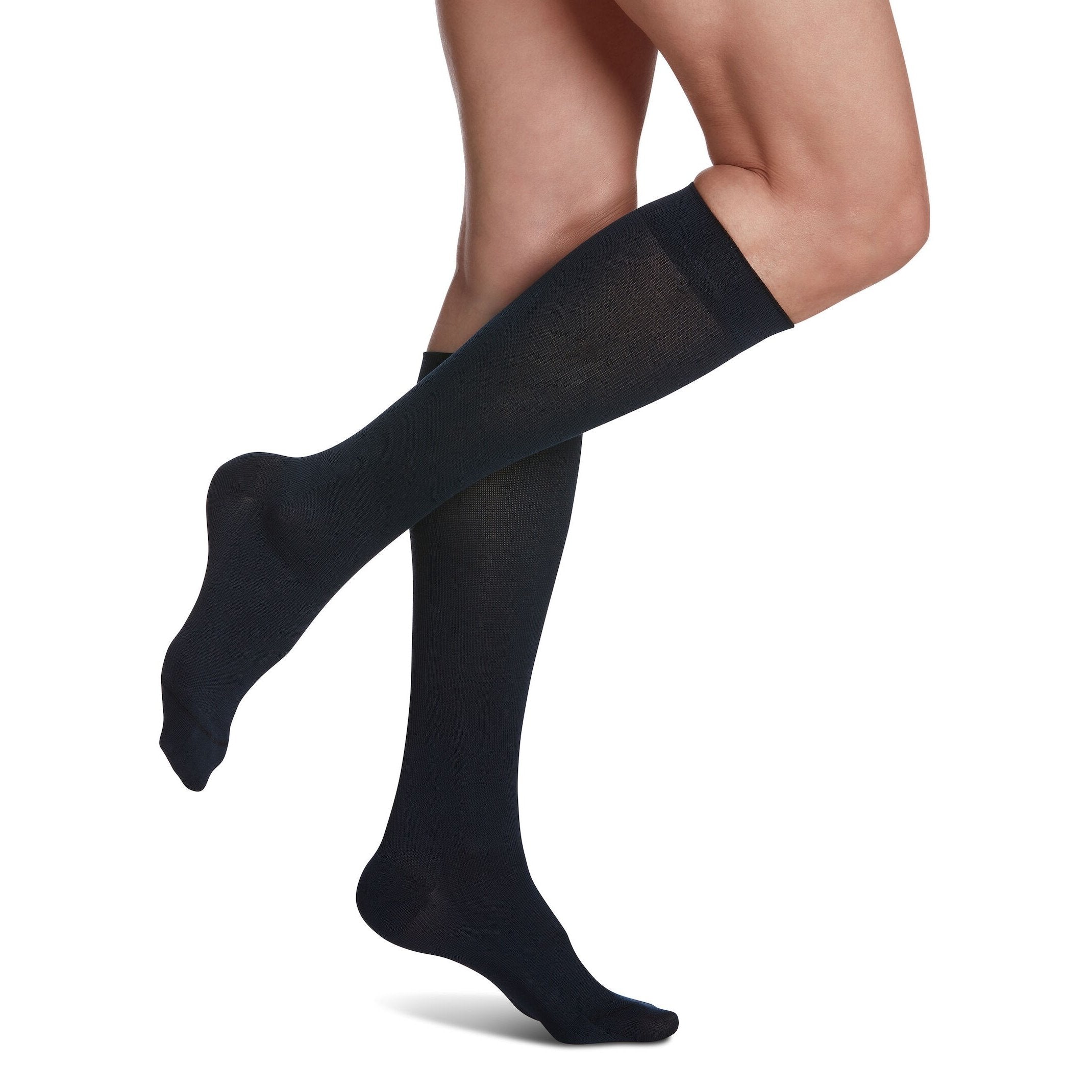 Sigvaris Sea Island Cotton Women's Knee High 15-20 mmHg Compression Socks – Navy