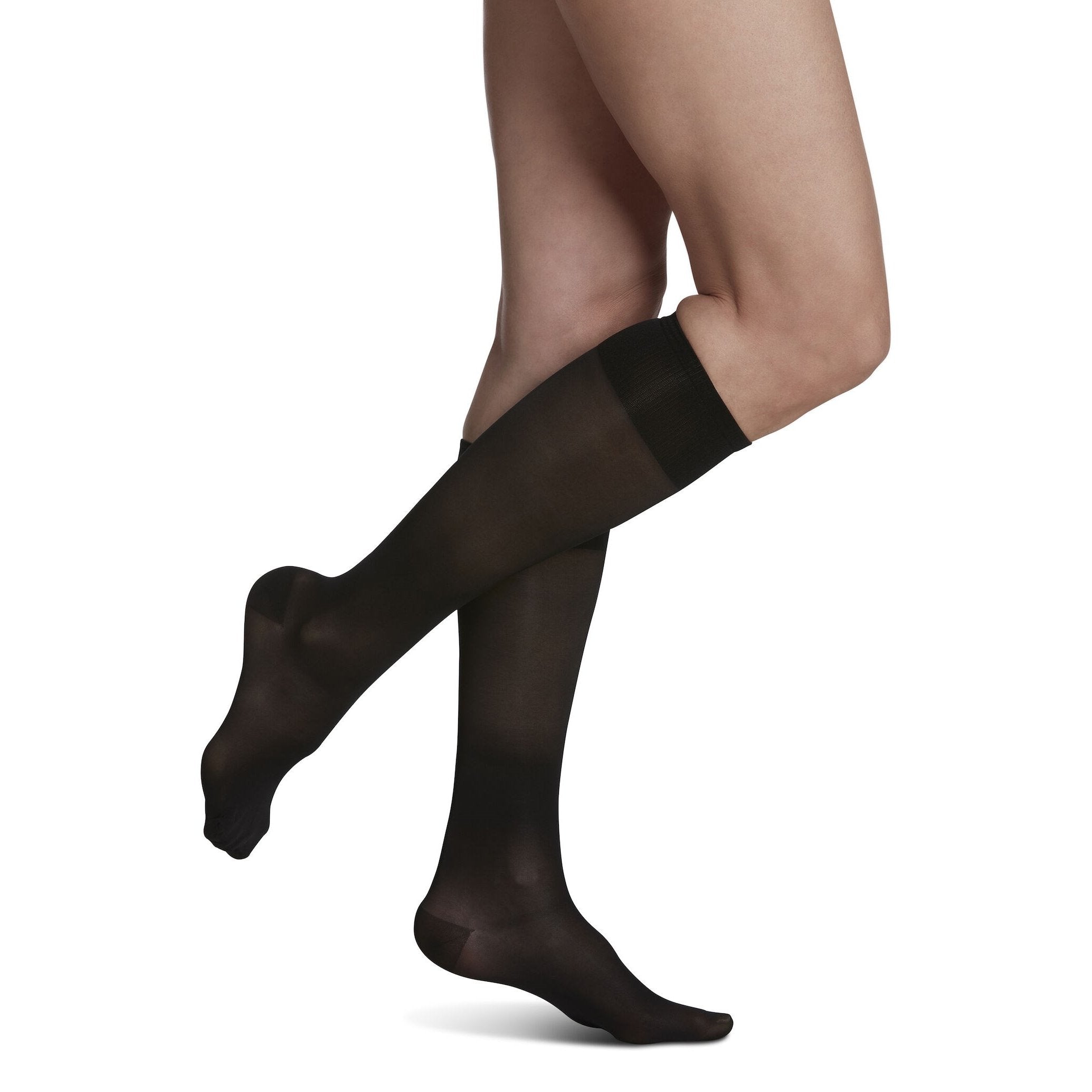 Sigvaris Sheer Fashion Women's Knee High 15-20 mmHg Compression Socks – Black