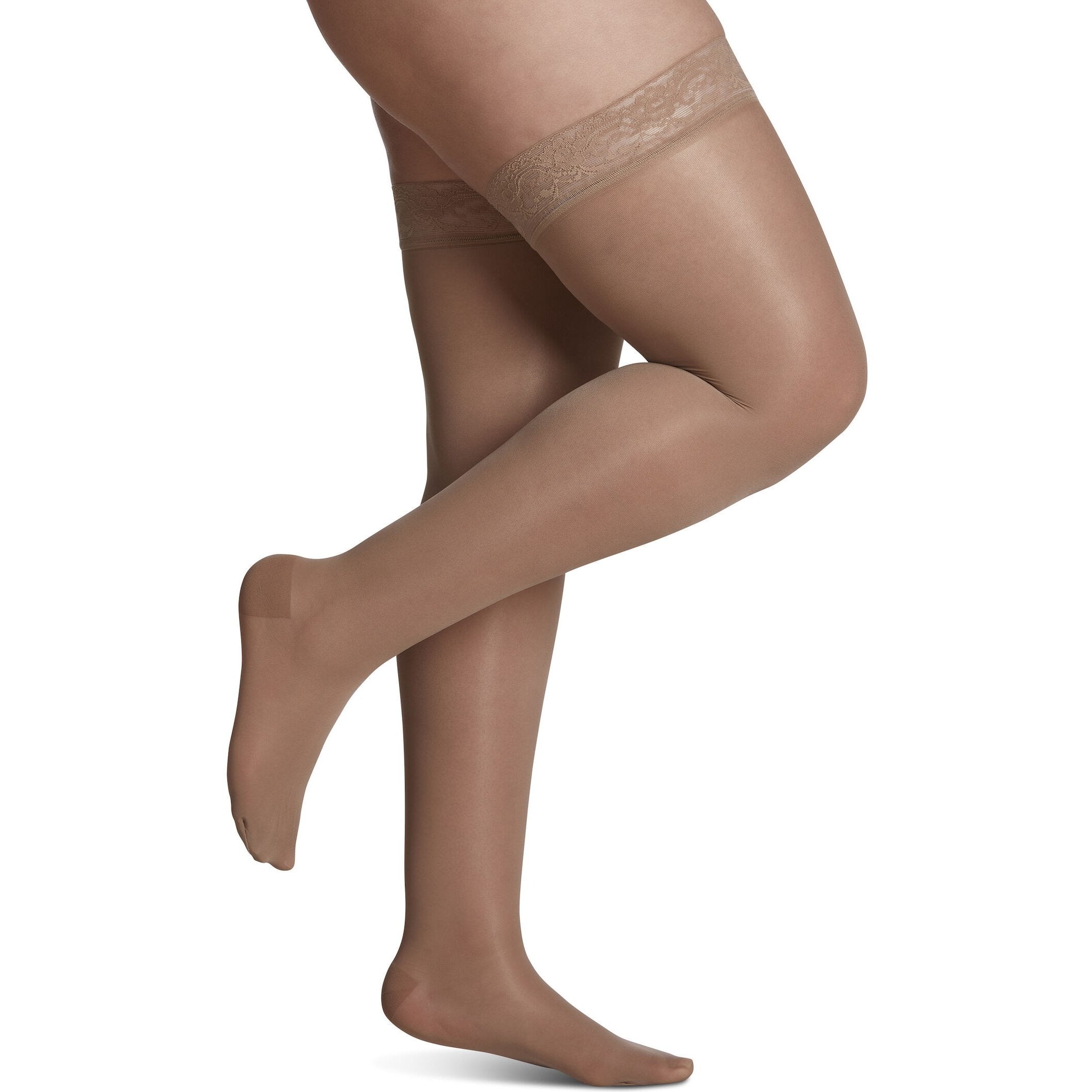 Sigvaris Sheer Fashion Women's Thigh High with Grip-Top 15-20 mmHg Compression Stockings – Golden