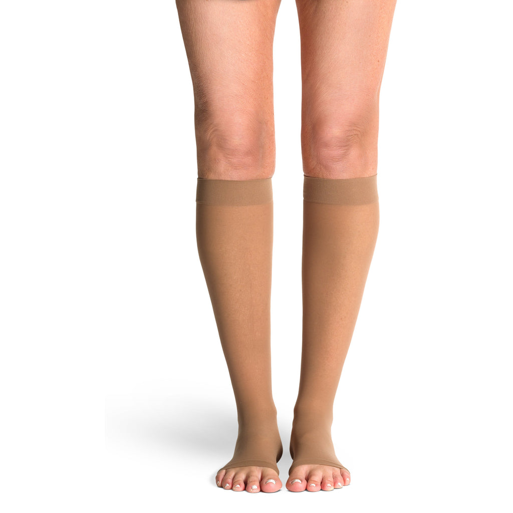 Sigvaris Sheer Knee High 15-20 mmHg Compression Socks Open Toe – Caf