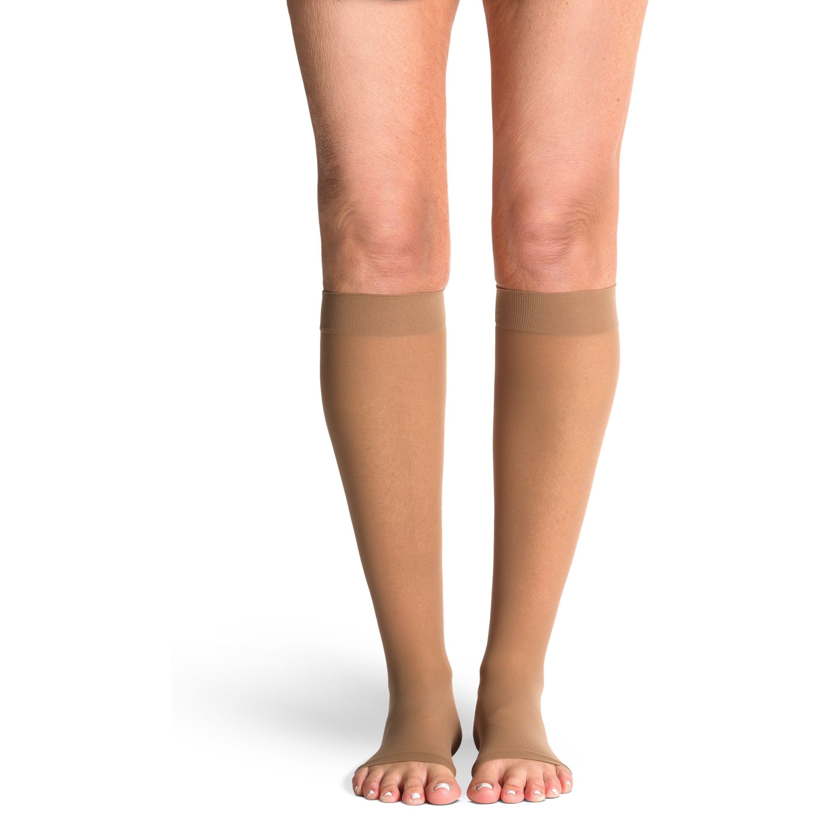 Sigvaris Sheer Knee High 20-30 mmHg Compression Socks Open Toe – Caf