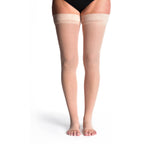 Sigvaris Sheer Thigh High with Grip-Top 30-40 mmHg Compression Stockings Open Toe – Warm Sand