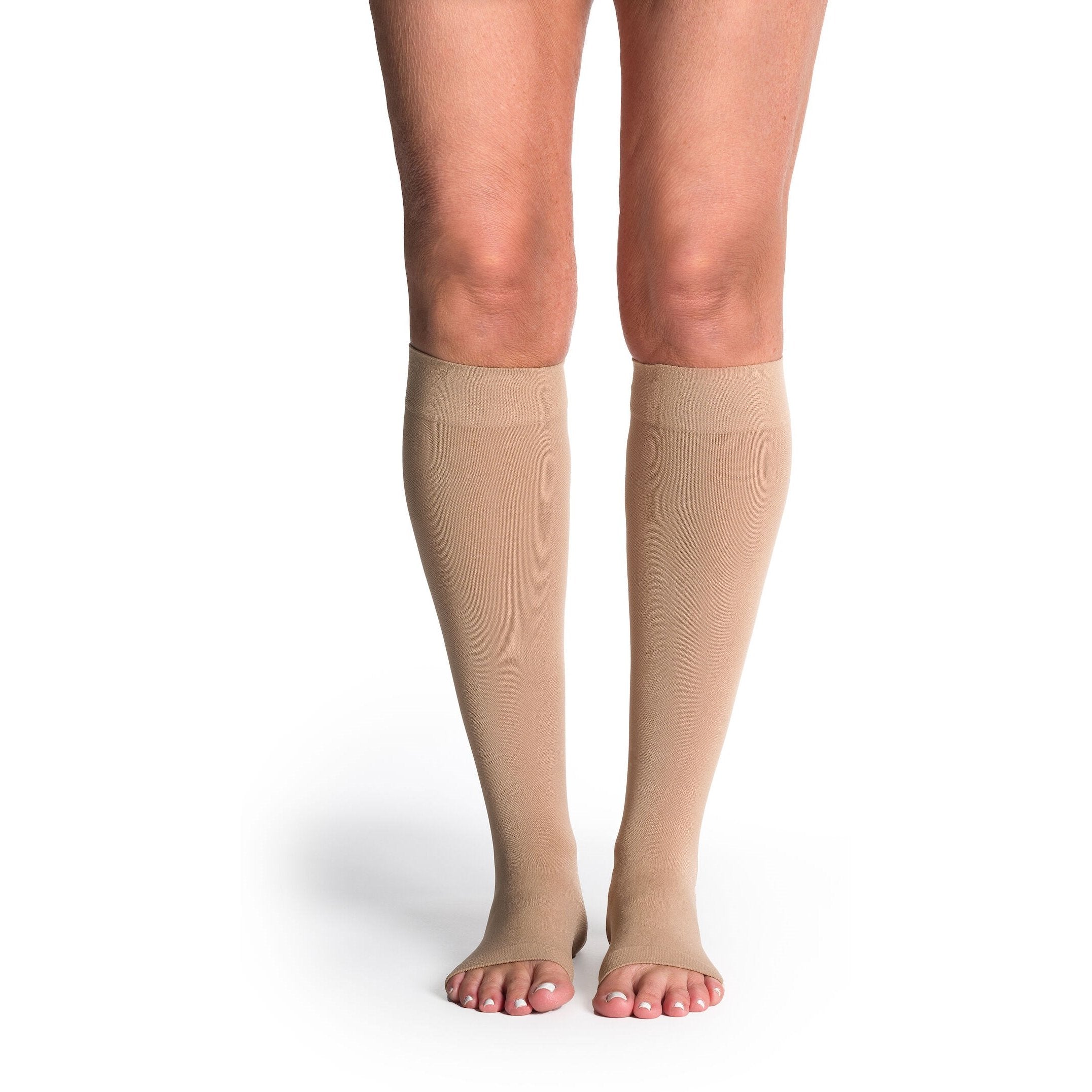 Sigvaris Soft Opaque Knee High 15-20 mmHg Compression Socks Open Toe – Chai