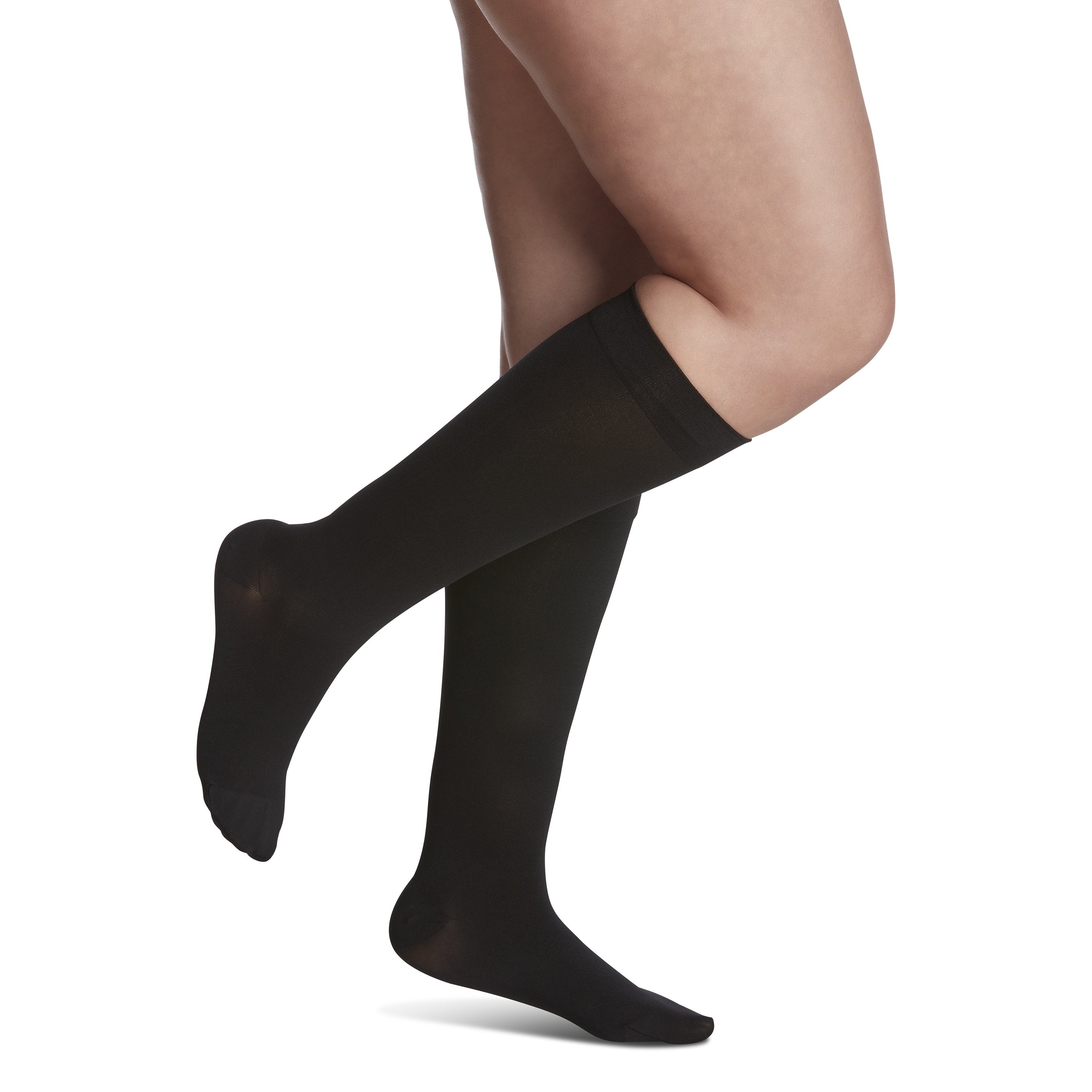 Sigvaris Soft Opaque Women's Knee High 15-20 mmHg Compression Socks – Black