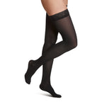 Sigvaris Soft Opaque Women's Thigh High with Grip-Top 15-20 mmHg Compression Stockings – Black