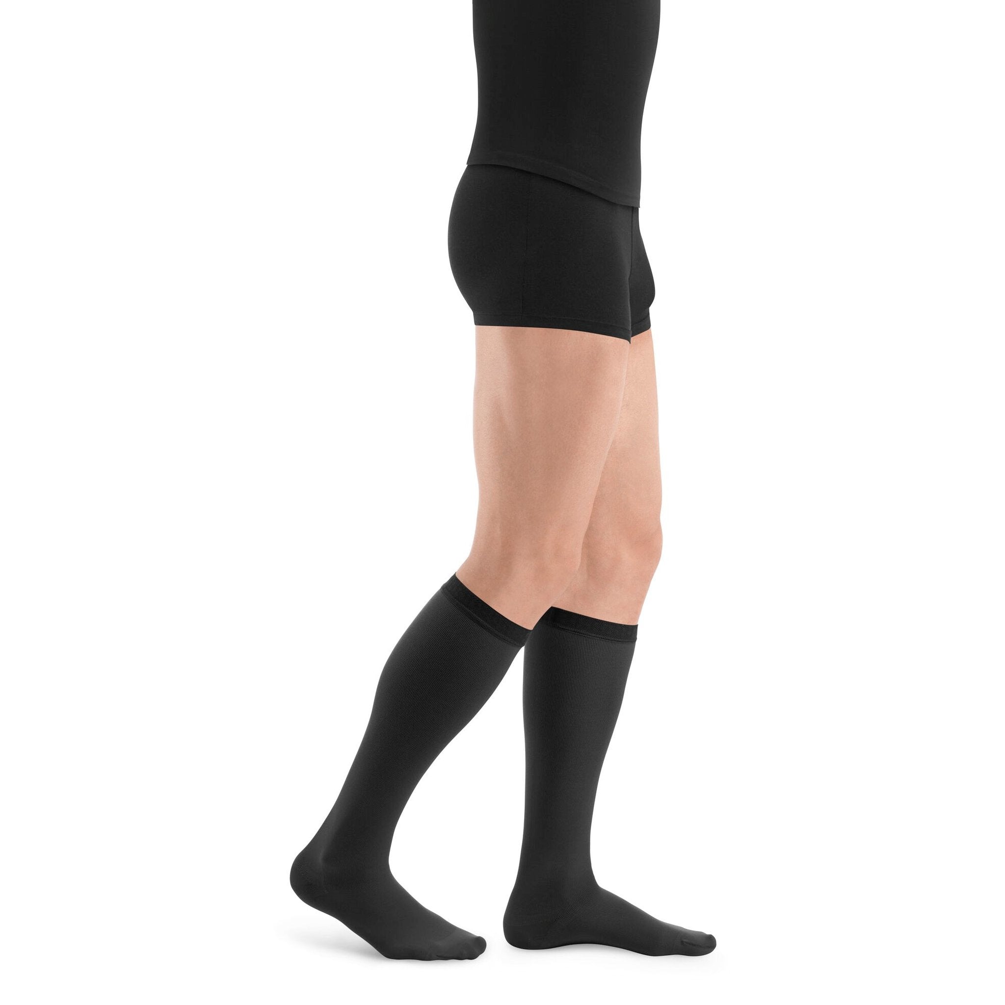 Sigvaris Thermoregulating Cotton Knee High with Grip-Top 20-30 mmHg Compression Socks – Black