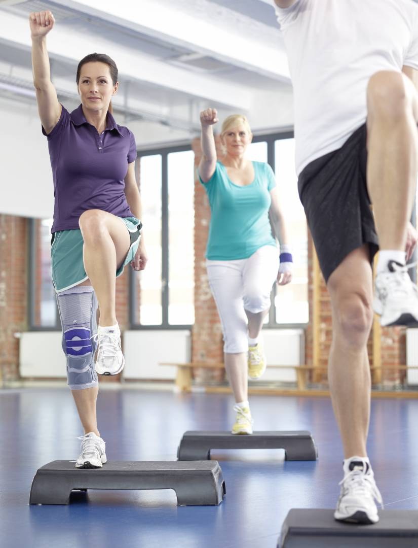 Bauerfeind SofTec Genu Knee Brace worn during exercise
