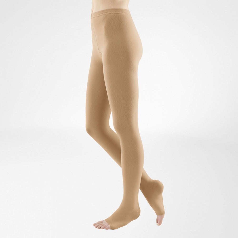 Bauerfeind VenoTrain Soft Pantyhose 20-30 mmHg Compression Socks Open Toe – Caramel