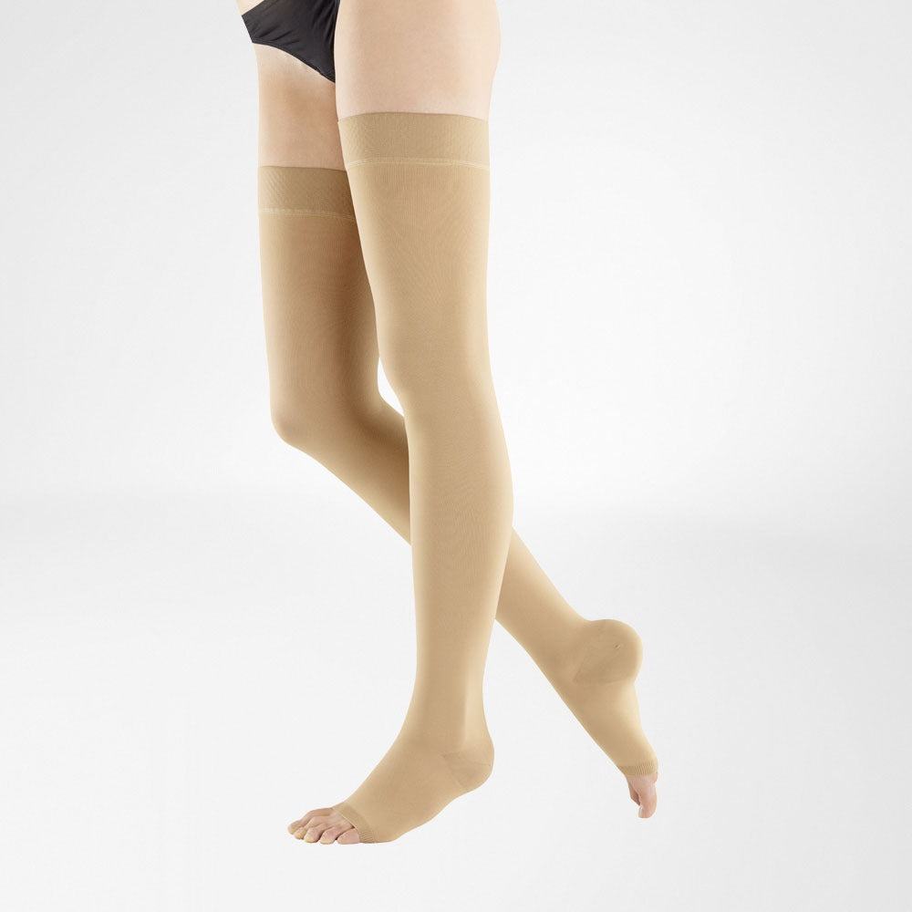 Bauerfeind VenoTrain Soft S Thigh High 30-40 mmHg Compression Socks Open Toe – Caramel