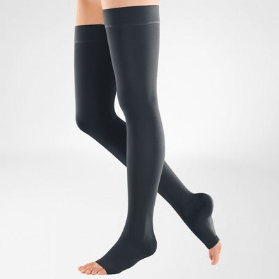 Bauerfeind VenoTrain Soft Thigh High 20-30 mmHg Compression Socks Open Toe – Anthracite