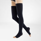 Bauerfeind VenoTrain Soft Thigh High 20-30 mmHg Compression Socks Open Toe – Black